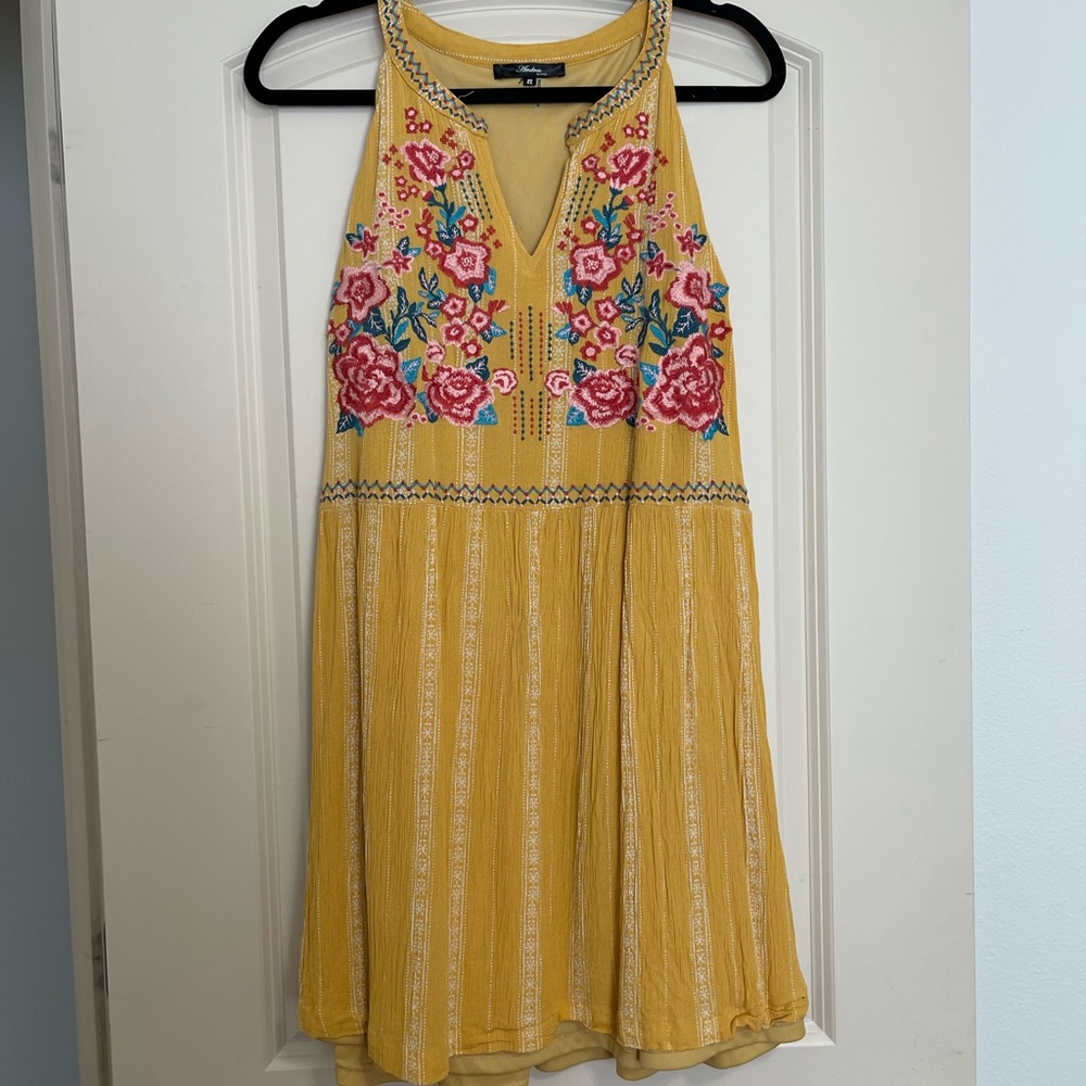 Floral Embroidered Yellow Dress